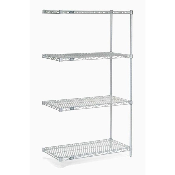 Nexel 5 Tier Silver Epoxy Wire Shelving Add-On Unit, 36W x 18D x 86H A18368EP5